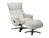 White Top Grain Leather Swivel Recliner and Ottoman - Vienna-2