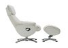 White Top Grain Leather Swivel Recliner and Ottoman - Vienna-3