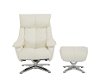 White Top Grain Leather Swivel Recliner and Ottoman - Vienna-5