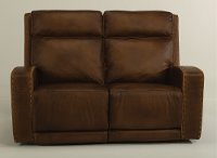 Rustic Brown Leather Power Reclining Loveseat - Archer-2
