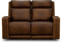 Rustic Brown Leather Power Reclining Loveseat - Archer-5