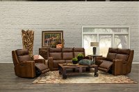 Rustic Brown Leather Power Reclining Loveseat - Archer-7