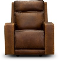 Rustic Brown Leather Power Recliner - Archer