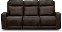 Taupe Brown Leather Power Reclining Sofa - Archer