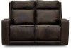 Clearance Taupe Brown Leather Power Reclining Loveseat - Archer