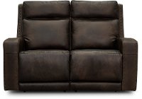 Taupe Brown Leather Power Reclining Loveseat - Archer
