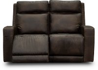 Taupe Brown Leather Power Reclining Loveseat - Archer-2