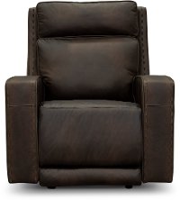 Taupe Brown Leather Power Recliner - Archer