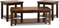 Classic Rich Brown 3 Piece Living Room Table Set-2