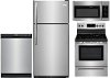 KIT Frigidaire 4 Piece Electric Kitchen Appliance Package with Top Freezer Refrigerator - Stainless Steel
