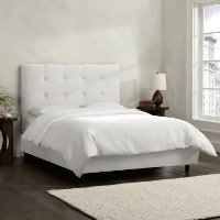 792BEDPRMWHT White Square Tufted Queen Upholstered Bed