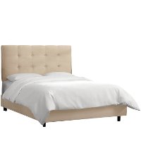 790BEDPRMOTM Oatmeal Square Tufted Upholstered Twin Bed-2