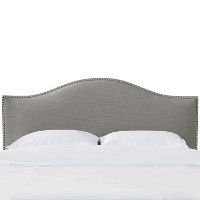 914NB-PWLNNGR Gray Nailhead Trim California King Upholstered Headboard-3