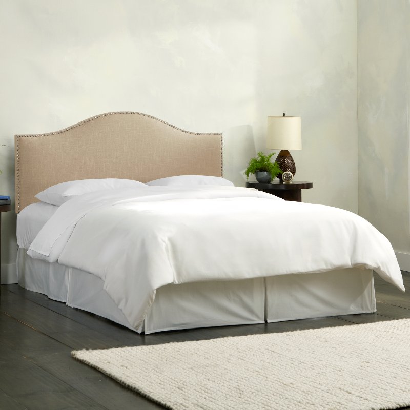 Tan Nailhead Trim Twin Upholstered Headboard Rc Willey Furniture