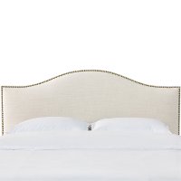 914NB-BRLNNTLC Cream Nailhead Trim Upholstered California King Headboard-3