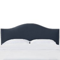 911NB-PWLNNNV Navy Nailhead Trim Full Size Upholstered Headboard-3