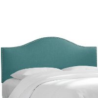 911NB-PWLNNLGN Turquoise Nailhead Trim Full Size Upholstered Headboard-2