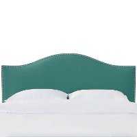 912NB-PWLNNLGN Turquoise Nailhead Trim Queen Upholstered Headboard-3