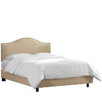 912NBBED-BRLNNSND Tan Nailhead Trim Queen Upholstered Bed-2