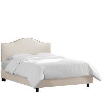 912NBBED-BRLNNTLC Cream Nailhead Trim Queen Upholstered Bed-2