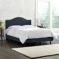 912NBBED-PWLNNNV Navy Nailhead Trim Queen Upholstered Bed