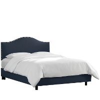 912NBBED-PWLNNNV Navy Nailhead Trim Queen Upholstered Bed-2