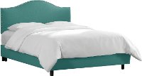 913NBBED-PWLNNLGN Turquoise Nailhead Trim King Size Upholstered Bed