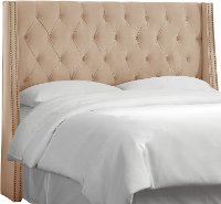120NB-BRVLVPRL Cream Tufted Wingback Twin Upholstered Headboard