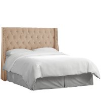 Cream Tufted Wingback King Size Upholstered Headboard-2