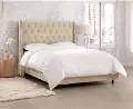 123NBBED-BRVLVPRL Riley Velvet Pearl Flared Wingback King Bed - Skyline Furniture
