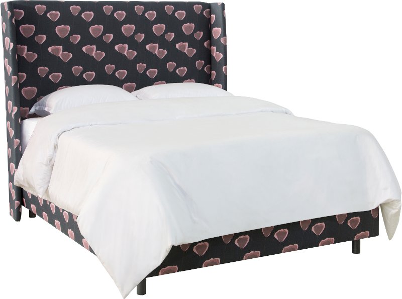 Navy Wingback King Size Upholstered Bed Rc Willey Furniture