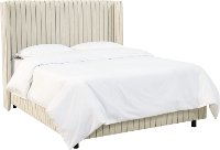 430BEDFRTGLC Cream Striped Wingback Twin Upholstered Bed