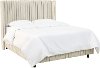 433BEDFRTGLC Cream Striped Wingback King Size Upholstered Bed