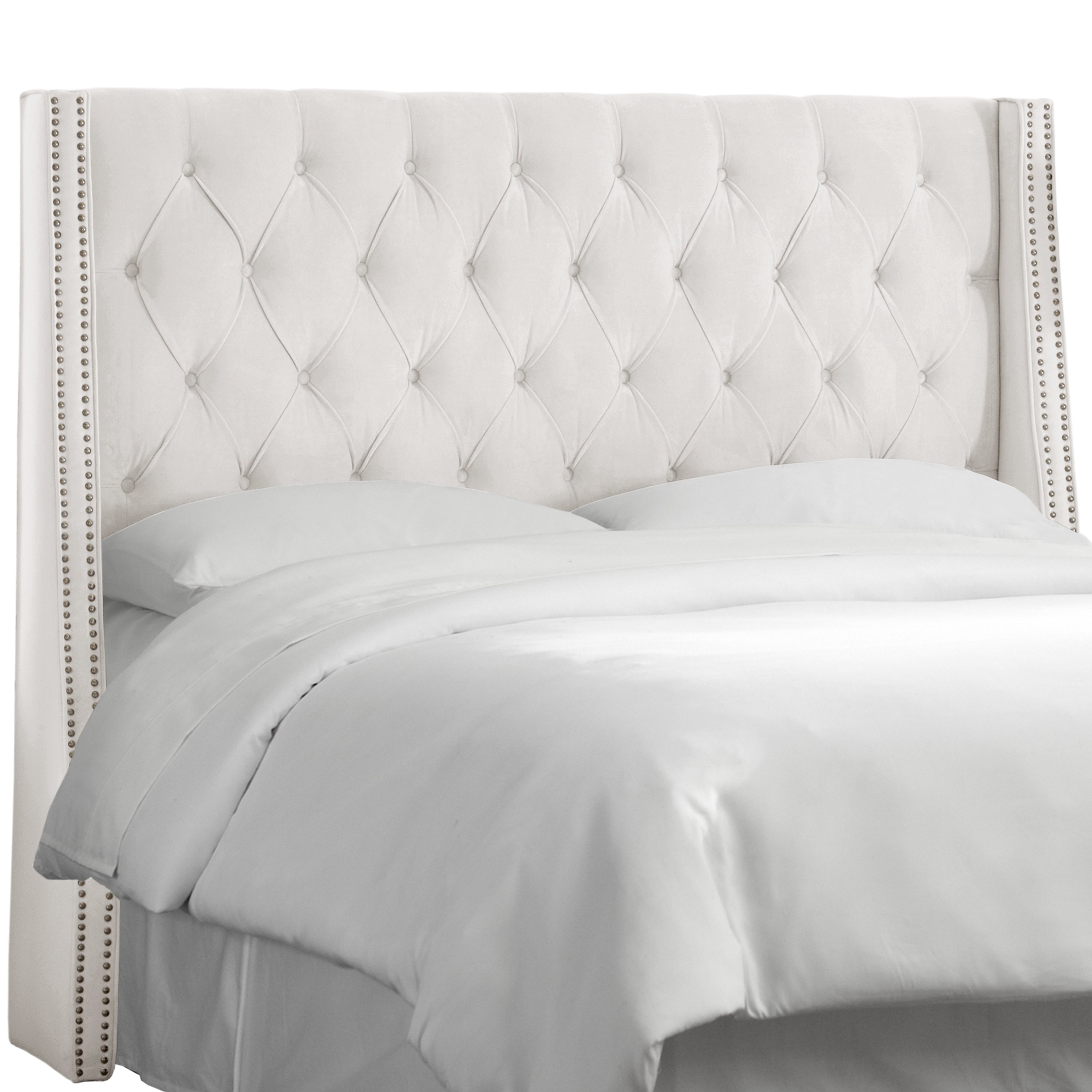 120NB-PWVLVWHT White Tufted Wingback Twin Upholstered Headboard-1