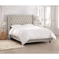 122NBBED-PWVLVLGHGR Gray Tufted Wingback Queen Upholstered Bed