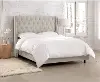 122NBBED-PWVLVLGHGR Riley Velvet Light Gray Flared Wingback Queen Bed - Skyline Furniture