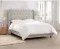 122NBBED-PWVLVLGHGR Riley Velvet Light Gray Flared Wingback Queen Bed - Skyline Furniture