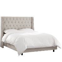 124NBBED-PWVLVLGHGR Gray Tufted Wingback California King Upholstered Bed-2