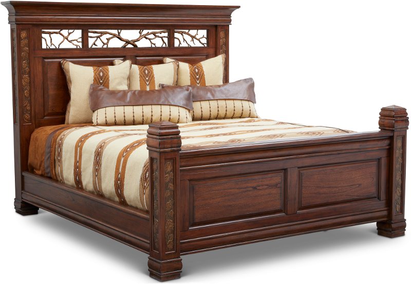 Rustic Traditional Dark Brown King Size Bed Aspen