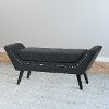 Dark Gray Fabric Bench with Nailhead Trim-1