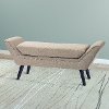 Beige Fabric Bench with Nailhead Trim-2