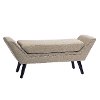 Beige Fabric Bench with Nailhead Trim-3