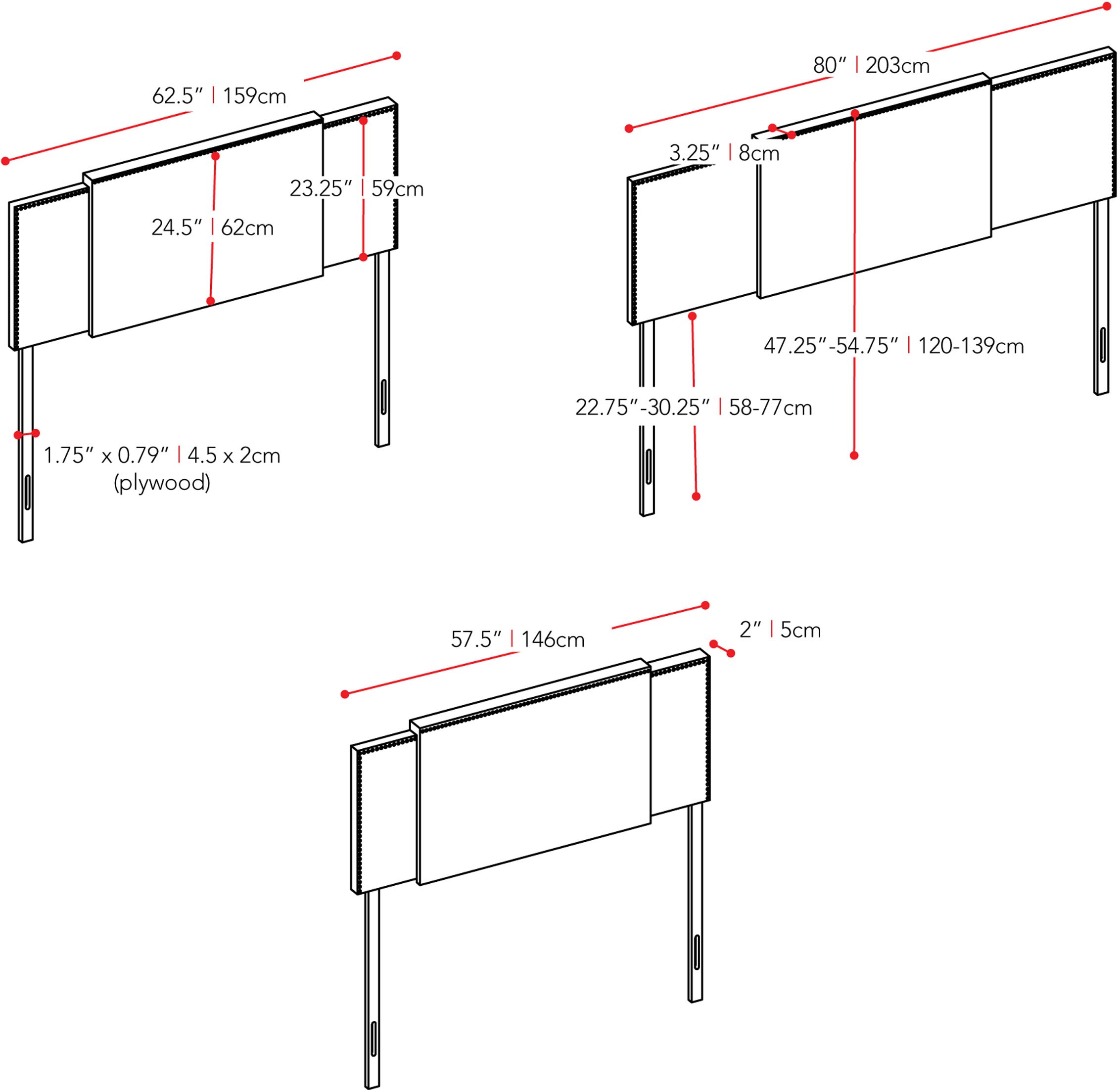 Gray Expandable Full Size, Queen, King Size Headboard-6