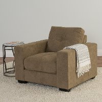 Brown Chenille Fabric Arm Chair - Club