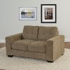 Brown Chenille Fabric Loveseat - Club-2