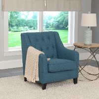 Blue Linen Diamond Tufted Accent Chair - Dana