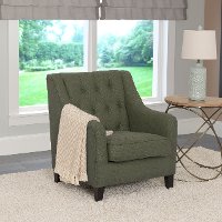 Greenish-Gray Linen Diamond Tufted Accent Chair - Dana