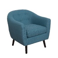 Blue Linen Barrel Accent Chair - Oliver -3