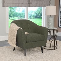 Greenish-Gray Linen Barrel Accent Chair - Oliver