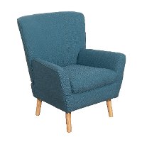 Blue Linen Club Accent Chair - Demi-2